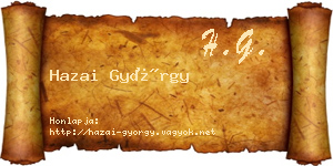 Hazai György névjegykártya